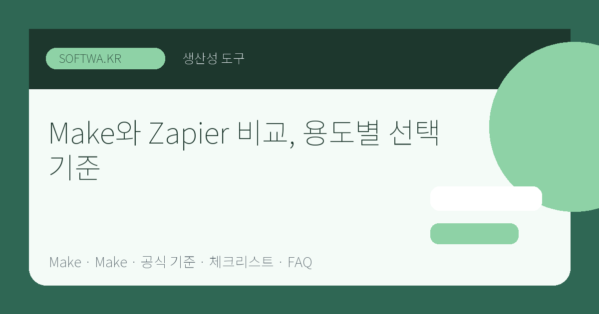 Make와 Zapier 비교, 용도별 선택 기준 핵심 요약 썸네일