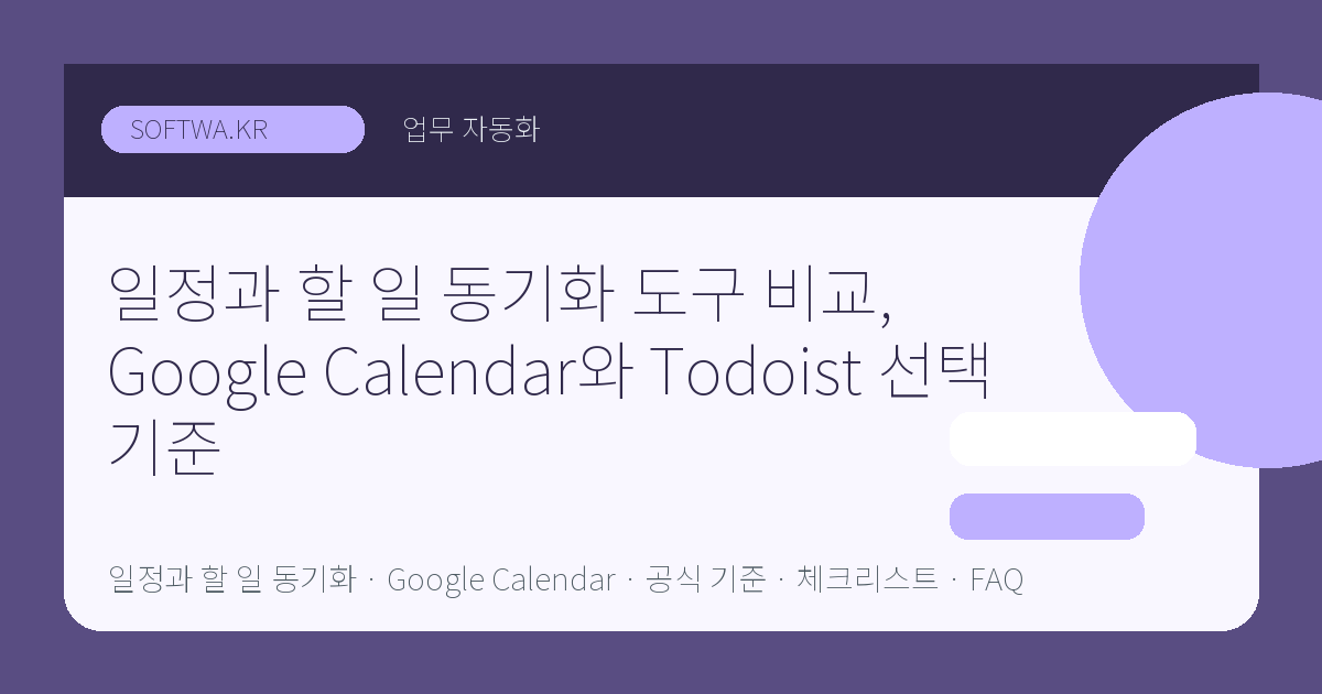 일정과 할 일 동기화 도구 비교, Google Calendar와 Todoist 선택 기준 핵심 요약 썸네일