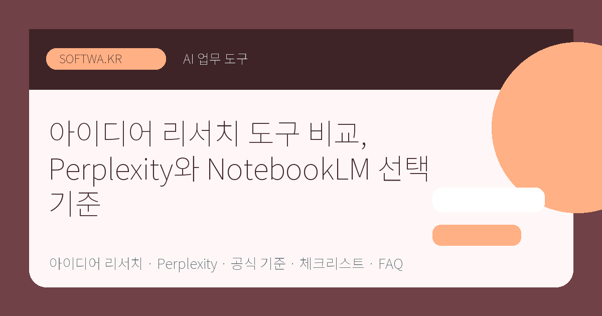 아이디어 리서치 도구 비교, Perplexity와 NotebookLM 선택 기준 핵심 요약 썸네일